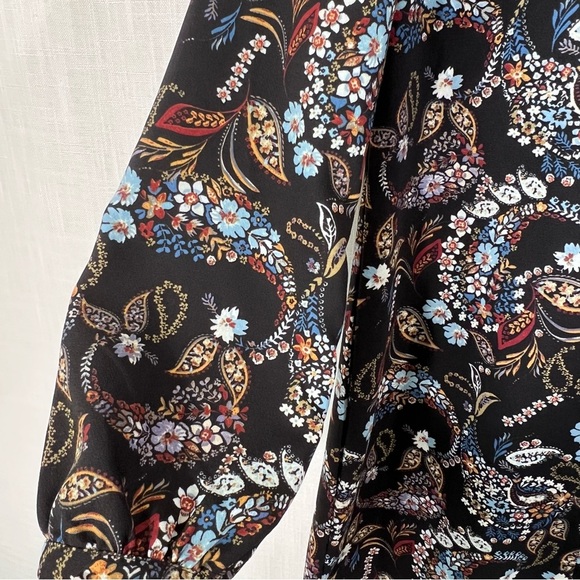 Wayf Floral Paisley Malone Boho Balloon Sleeve Mini Shift Dress Size L - Picture 9 of 16